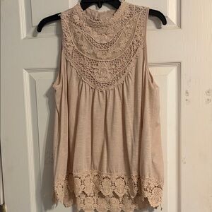 Xhilaration Lace Detail Sleeveless Blouse - Cream